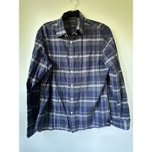 Mens Banana Republic Untucked Fit Plaid Button-Up‎ Shirt M Organic Cotton